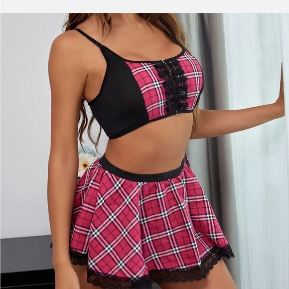 Sexy Naughty School Girl Costume Teddy Babydoll Exotic Slutty Lingerie Set Women - Picture 5 of 5